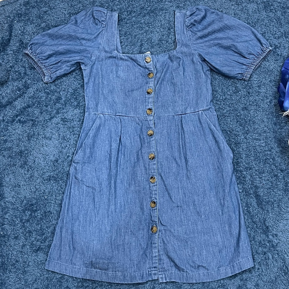 Old Navy Blue Denim Mini Dress with Button Front